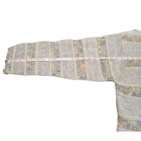 Design Options Philip & Jane Gordon Beige Knit Ribbon Grandma Cardigan Sweater - Picture 10 of 12